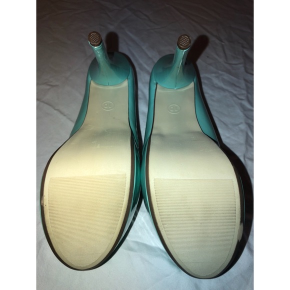 Mint blue platform high heels - Picture 2 of 3